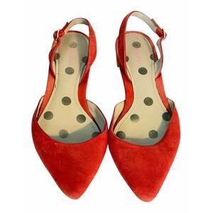 Boden Cecilia Slingback Flats Shoes •Women 37/ 6• Pointed Toe Snapdragon Orange